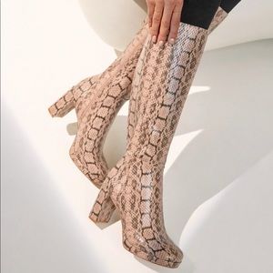 Snake Skin Knee High Boots